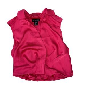 Rachel Zoe Hot Pink Sleeveless Blouse Top XS Collared V-Neck